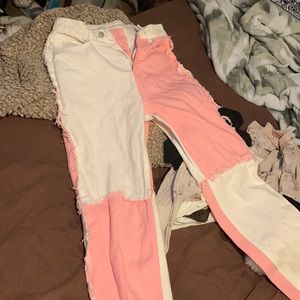 Pink and White Jeans